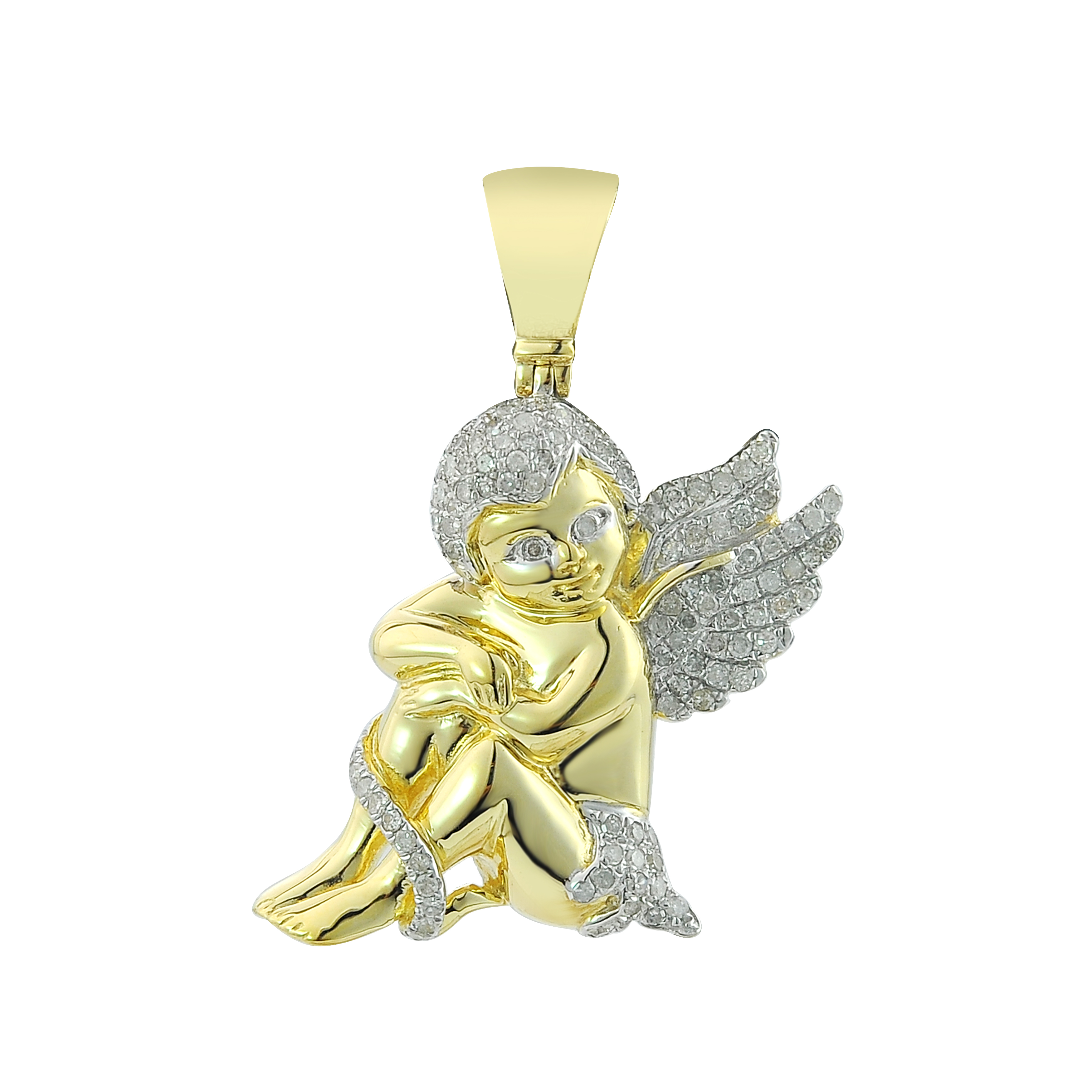 Diamond Angel Pendant -. 0.70 ct. 10K Yellow Gold 7.08 g